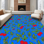 Vibrant Blue Cherry Blossom Vine Rug