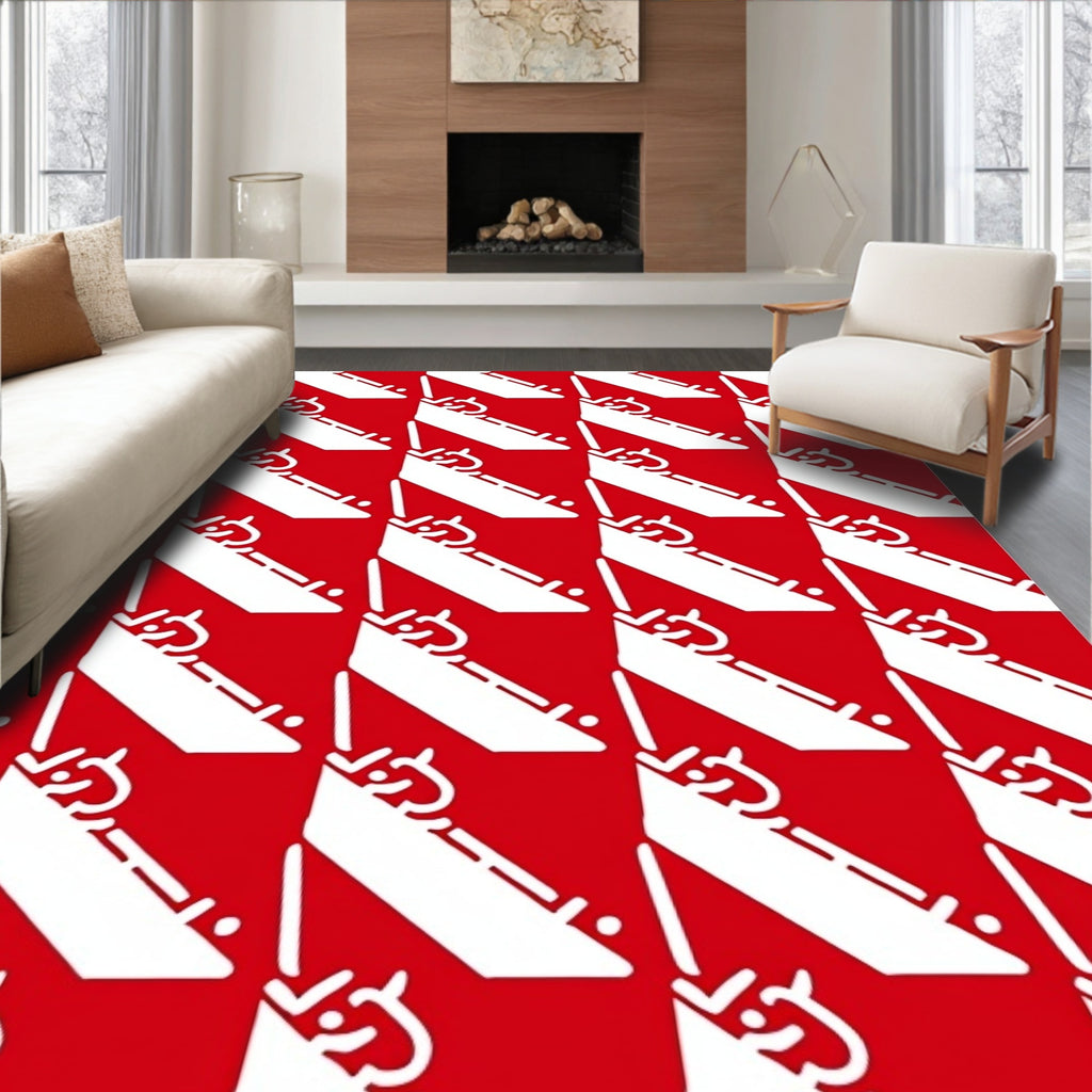 Bold Red Diagonal Stripe Geometric Rug