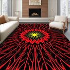 Radiant Red Abstract Sunburst Rug
