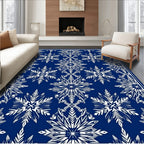 Winter White Snowflake Medallion Blue Rug