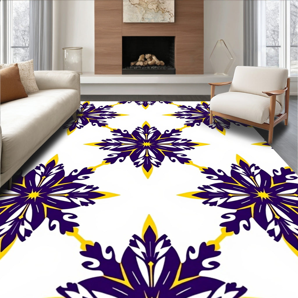 Indigo Yellow Starburst Medallion Rug