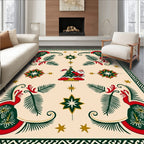 Festive Santa Christmas Tree Star Rug