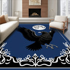 Night Raven Moon Floral Border Rug