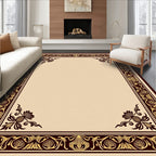 Ornate Burgundy Gold Floral Border Rug