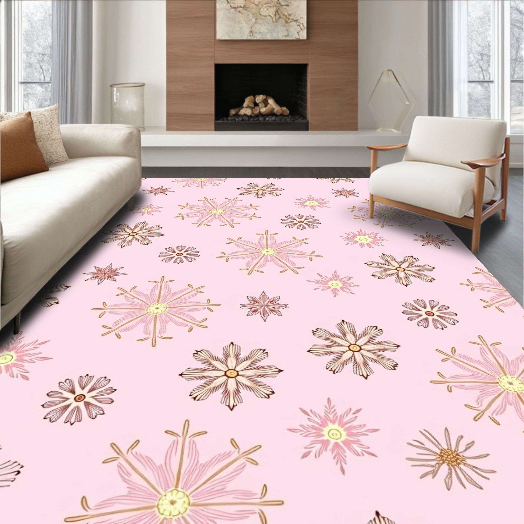 Sweet Pink Floral Scatter Rug