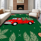 Vintage Red Truck Evergreen Scene Rug