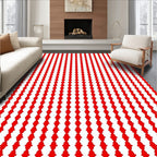 Bright Red Vertical Orb Stripe Rug
