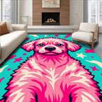 Pink Fluffy Puppy Pop Art Rug
