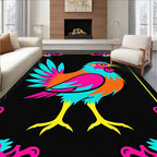 Vibrant Rooster Folk Art Rug