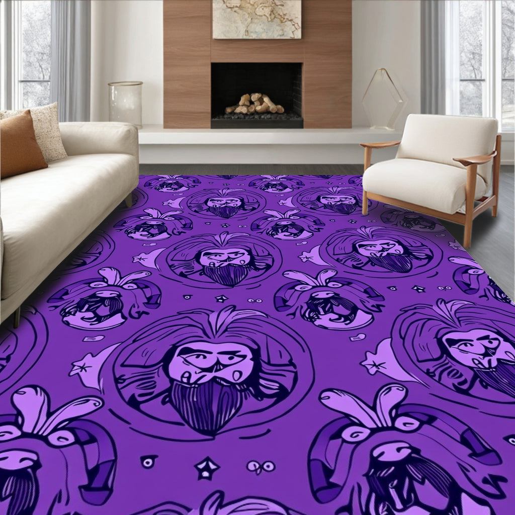 Purple Bearded Man Portrait Repeat Rug
