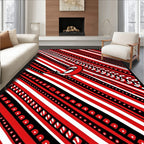 Bold Red Black Diagonal Stripe Rug