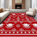 Red White Festive Figural Holiday Rug