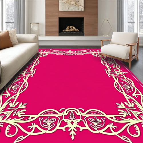 Baroque Ivory Floral Frame Rug