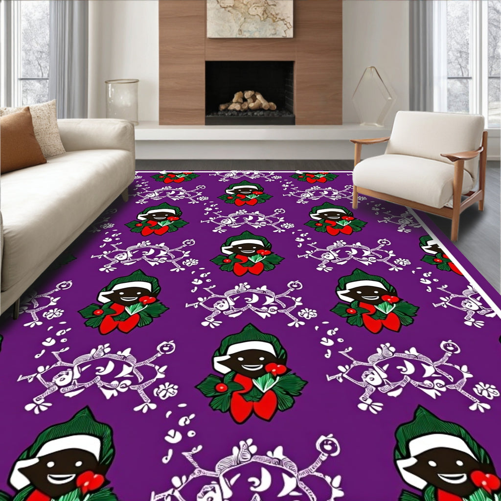 Purple Emerald Character Floral Icon Rug