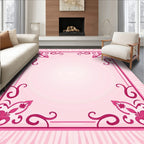 Fuchsia Floral Filigree Border Rug