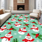 Whimsical Snowman Cardinal Christmas Rug