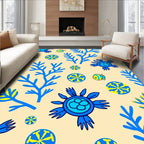 Blue Coral Fish Sunburst Whimsy Rug