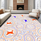 Orange Blue Swirl Animal Medallion Rug
