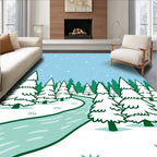 Winter Forest Snowfall Stream Rug