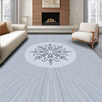 Icy Blue Snowflake Sunburst Rug