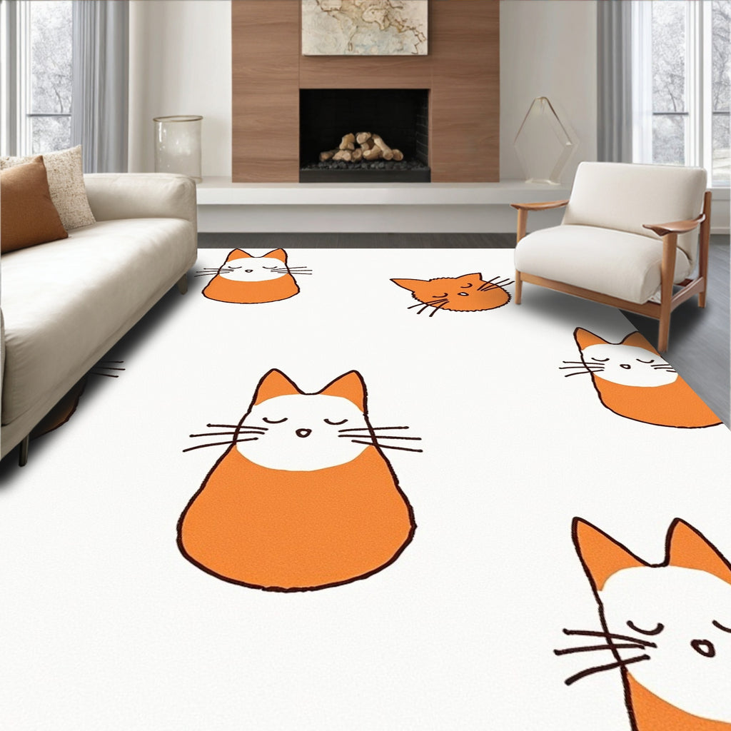 Orange Feline Whimsy Repeat Rug