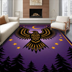 Golden Eagle Moonlit Starry Night Forest Rug