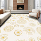 Golden Sunburst Circles Contemporary Rug