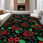 Red Green Floral Vine Repeating Rug