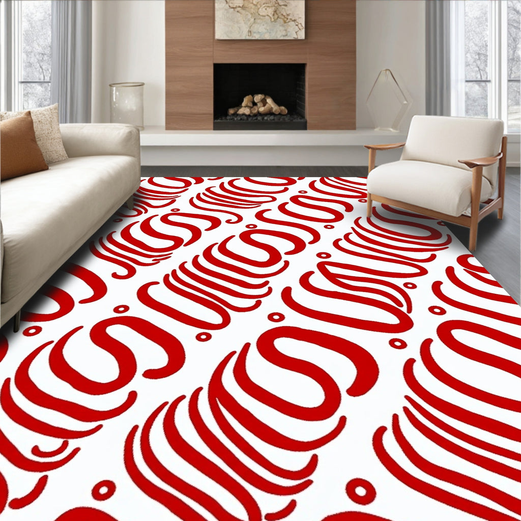 Crimson Swirl Organic Ribbon Rug