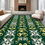 Vibrant Gold White Emerald Symmetry Rug