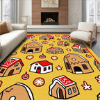 Golden Yellow Gingerbread House Collection Rug