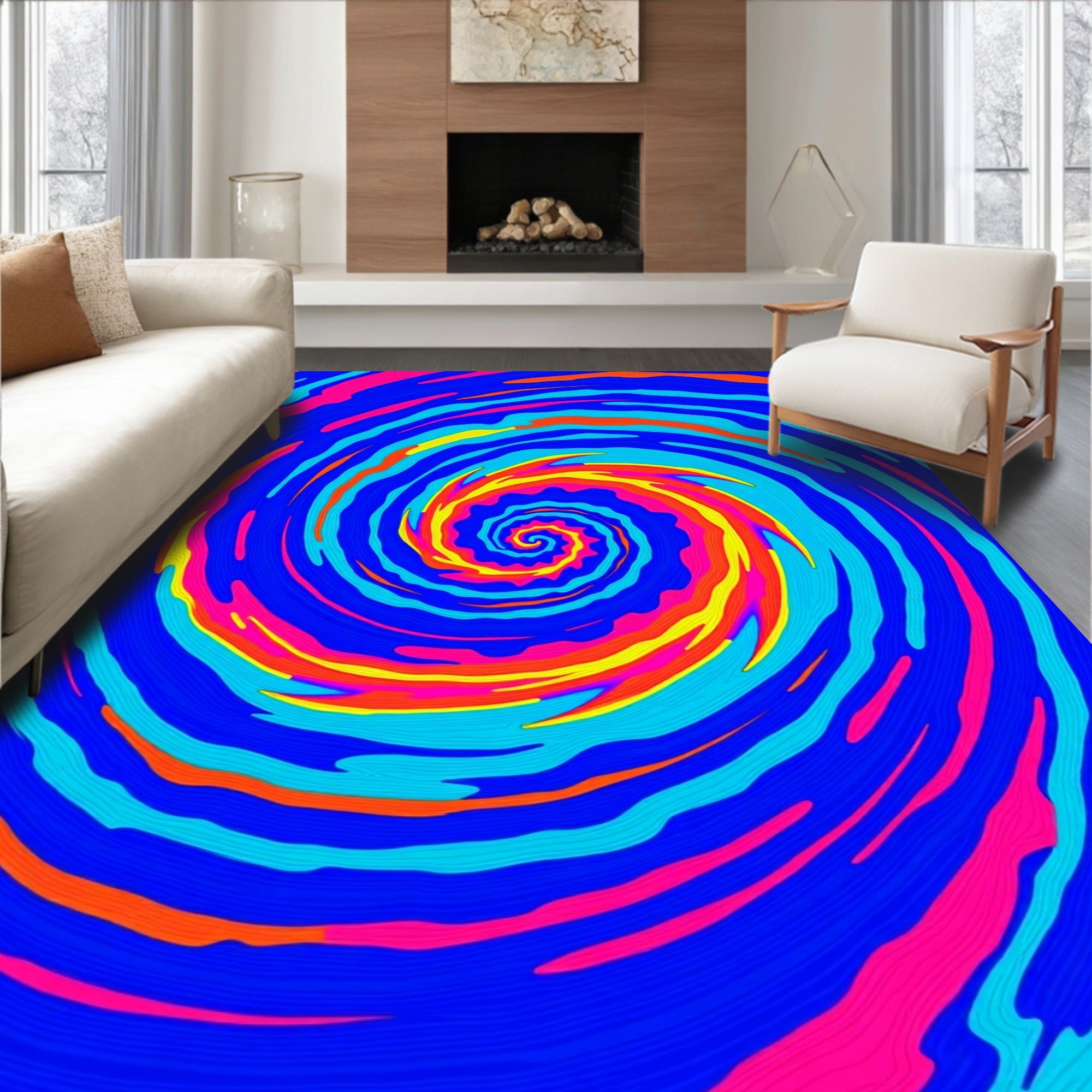 Vibrant Psychedelic Swirl Rug