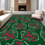 Crimson Coral Swirl Green Wreath Rug