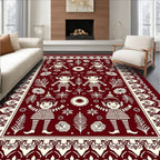 Charming Elf Bordered Deep Red Garden Rug