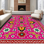 Vibrant Pink Floral Medallion Rug