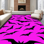 Black Bats Hot Pink Background Rug