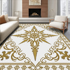 Ornate Gold Starburst Scrollwork Rug