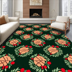 Festive Orange And Green Berry Wreath Rug
