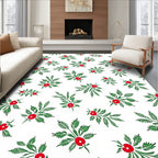 Red Berry Green Leaf Cluster Rug