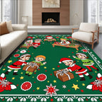 Whimsical Christmas Elves Wrapping Gifts Rug