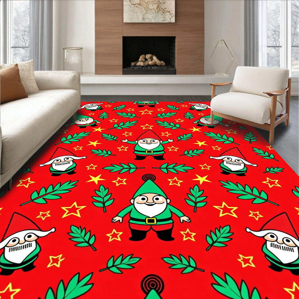 Red Gnome Garland Star Toss Rug