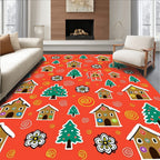 Whimsical Gingerbread Homes Holiday Trees Rug