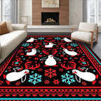 Winter Penguin Snowflake Antler Medallion Rug