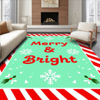 Red Stripe Mint Snowflakes Holly Rug