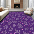 Vibrant Purple Floral Berry Sprigs Rug