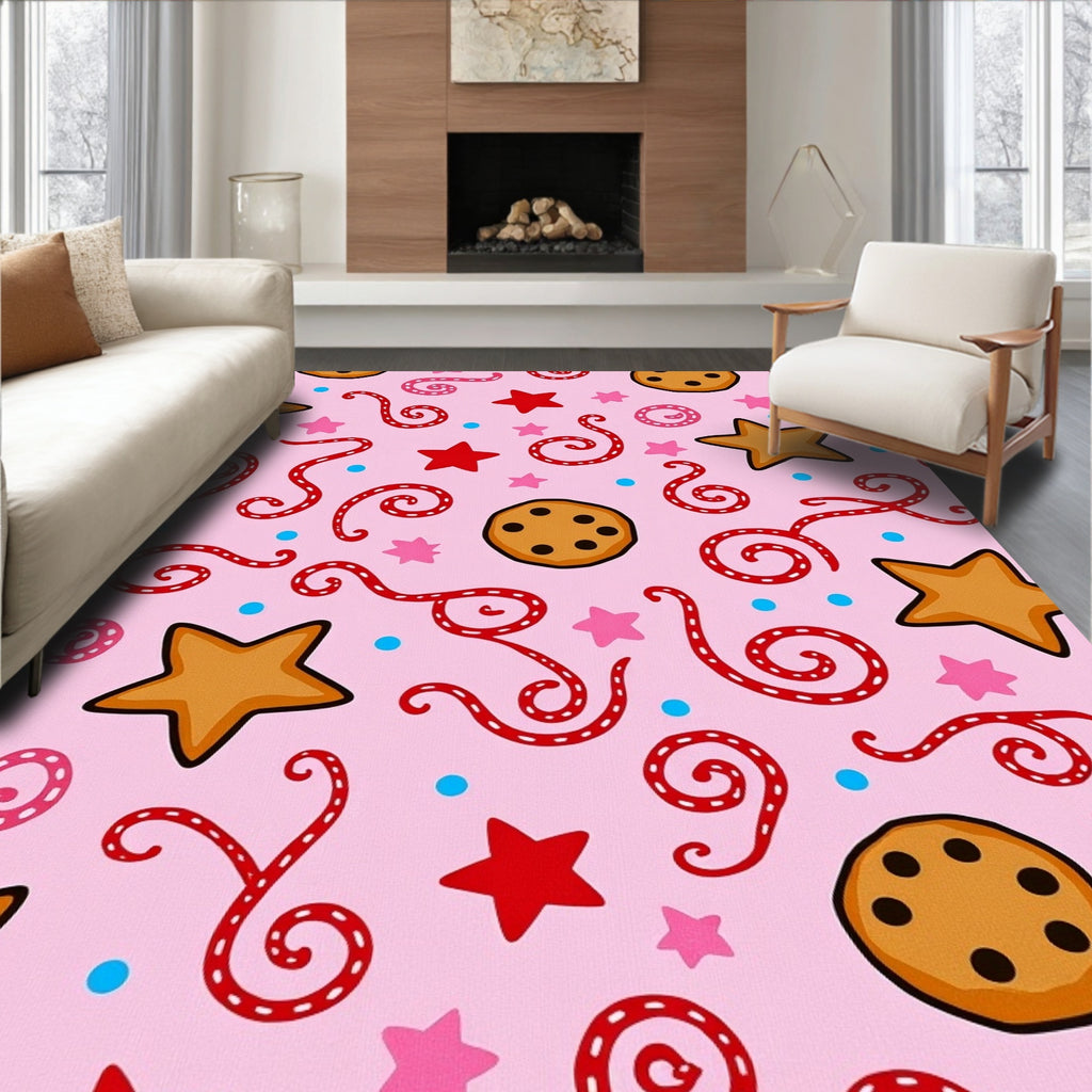 Whimsical Star Cookie Swirls Rug