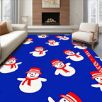 Whimsical Snowman Red Hat Scarf Rug
