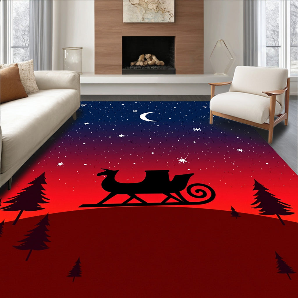 Crimson Midnight Sky Sleigh Ride Rug