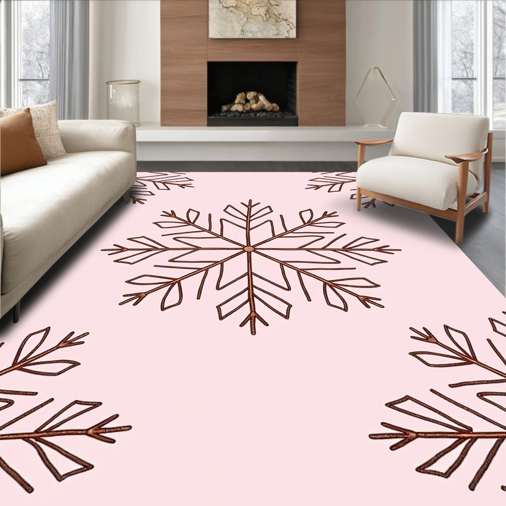 Warm Rose Snowflake Repeat Rug