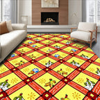Yellow Red Lattice Festive Figures Medallion Rug